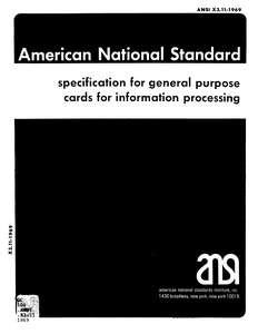 X3.011-1969 SPECIFICATION FOR GENERAL PURPOSE CARDS FOR INFORMATION PROCESSING
