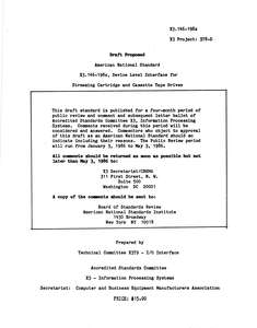 X3.146-198X DEVICE LEVEL INTERFACE FOR CARTRIDGE AND CASSETTE TAPE