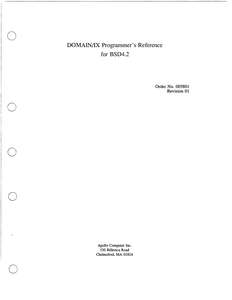 005801-01 DOMAIN IX PROGRAMMERS REFERENCE FOR BSD4.2 1987
