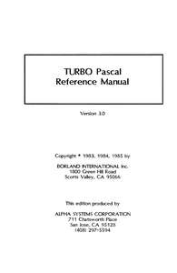 TURBO PASCAL REFERENCE MANUAL CPM VERSION 3 DEC88