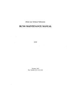 201-1210-004 BL700 MAINTENANCE MANUAL 198710