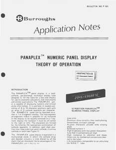 P10 PANAPLEX NUMERIC PANEL DISPLAY - THEORY OF OPERATION