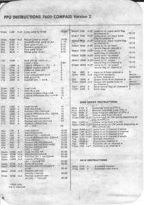 CDC 7600 PPU INSTRUCTIONS REF CARD JUL72