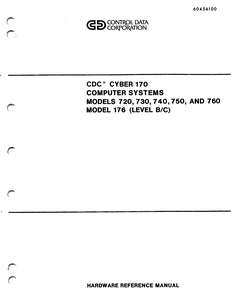 CDC CYBER 170 MODELS 720 730 740 750 760 MODEL 176 LEV BC HARDWARE REF MAN 60456100L DEC81