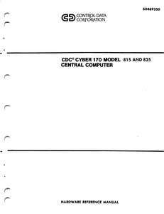 CDC CYBER 170 MODELS 815 825 HARDWARE REF MAN 60469350C DEC82