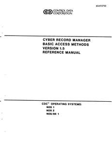 CYBER RECORD MANAGER BASIC ACCESS METHODS.60495700G