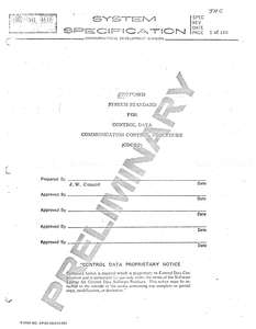 COMMUNICATION CONTROL PROCEDURE SYSTEM SPEC JUL74