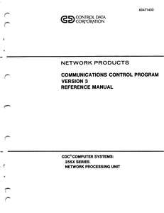 COMMUNICATIONS CONTROL PROGRAM VER 3 REF MAN 60471400G MAY81