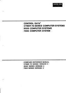COMPASS VERSION 3 REFERENCE MANUAL 60360900 1973