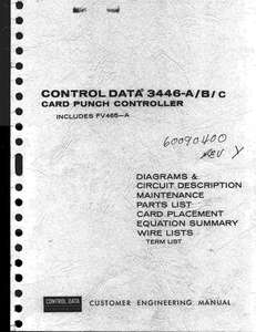 CONTROL DATA 3446-A-B-C CARD PUNCH CONTROLLER DIAGRAMS.60090400Z.1975