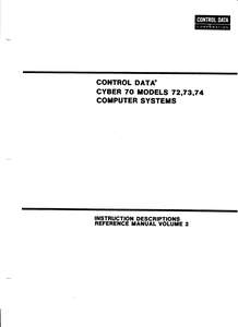 CYBER 70 MODEL 7X INSTRUCTION DESCRIPTIONS RM VOL2 1973