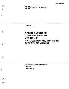 CYBER DATABASE CONTROL SYSTEM VER 2 APPLICATION PROGRAMMING REF MAN 60485300D APR86