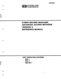 CYBER RECORD MANAGER ADVANCED ACCESS METHODS V2 REFERENCE MANUAL.60499300.1983