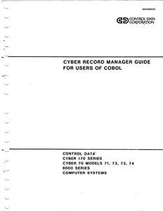 CYBER RECORD MANAGER FOR USERS OF COBOL.60496000.1976