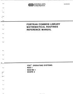 FORTRAN COMMON LIBRARY MATHEMATICAL ROUTINES REFERENCE MANUAL.60498200.1978