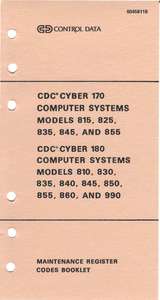 MAINTENANCE REGISTER CODES BOOKLET APR86