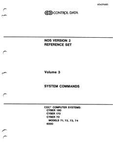 NOS 2 REFERENCE SET VOL 3 SYSTEM COMMANDS 60459680H APR87