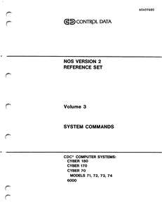 NOS 2 REFERENCE SET VOL 3 SYSTEM COMMANDS 60459680L DEC88