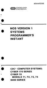 NOS VERSION 1 SYSTEM PROGRAMMERS INSTANT.60449200G.1981