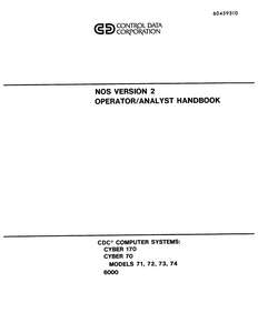 NOS VERSION 2 OPERATOR-ANALYST HANDBOOK.60459310B.1983