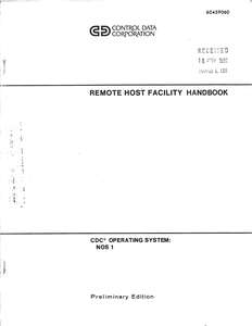 REMOTE HOST FACILITY HANDBOOK 60459060-01 APR81
