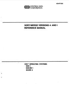 SORT-MERGE VERSIONS 4 AND 1 REFERENCE MANUAL 60497500F 1980