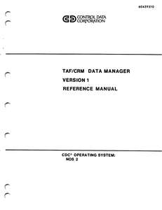 TAF CRM DATA MANAGER VER 1 REF MAN 60459510C MAR85