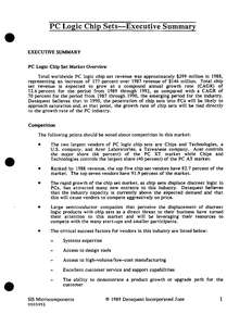 0003951 PC LOGIC CHIP SETS--EXECUTIVE SUMMARY 1989