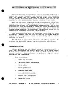 MICROCONTROLLER APPLICATION MARKET OVERVIEW 1986