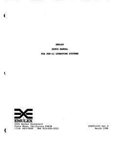 PD9951002D EMULEX PATCH MANUAL FOR PDP-11 OPERATING SYSTEMS MAR1986