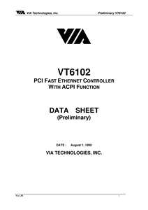 VT6102 PCI FAST ETHERNET WITH ACPI FUNCTION 199908