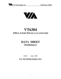 VT6304 1394A 4-PORT PHYSICAL LAYER CHIP 199906