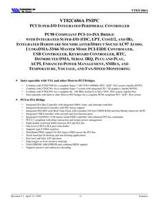 VT82C686A PC98 PCI SUPERIO INTEGRATED PERIPH CTLR SUMMARY 199904