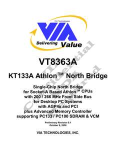 VT8363A KT133 ATHLON NORTH BRIDGE 200010