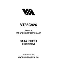 VT86C926 AMAZON PCI ETHERNET CONTROLLER 199506