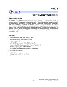 W83C45 KEYBOARD CONTROLLER 199611