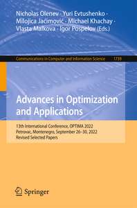 ADVANCES IN OPTIMIZATION AND APPLICATIONS - NICHOLAS OLENEV