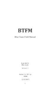 BLUE TEAM FIELD MANUAL - ALAN J WHITE