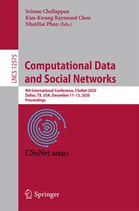 COMPUTATIONAL DATA AND SOCIAL NETWORKS - SRIRAM CHELLAPPAN