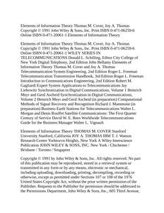 ELEMENTS OF INFORMATION THEORY - THOMAS M COVER