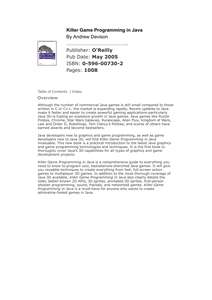 KILLER GAME PROGRAMMING IN JAVA 1ST EDITION - ANDREW DAVISON