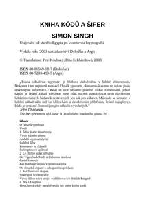 KNIHA KODU A SIFER CZECH EDITION - SINGH SIMON