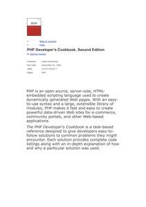 PHP DEVELOPERS COOKBOOK 2ND EDITION - STERLING HUGHES