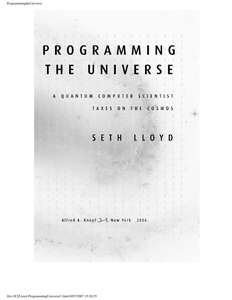 PROGRAMMING THE UNIVERSE - SETH LLOYD