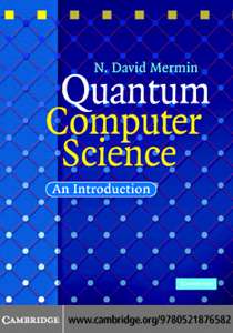 QUANTUM COMPUTER SCIENCE AN INTRODUCTION - N DAVID MERMIN