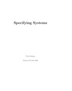 SPECIFYING SYSTEMS - LESLIE LAMPORT