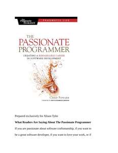 THE PASSIONATE PROGRAMMER - CHAD FOWLER