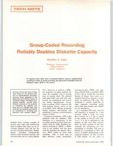 COMPUTER DESIGN V15 N12 197612 GROUP-CODED RECORDING RELIABLY DOUBLES DISKETTE CAPACITY