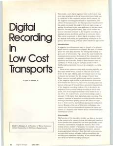 DIGITAL DESIGN V07 N06 197706 DIGITAL RECORDING IN LOW COST TRANSPORTS