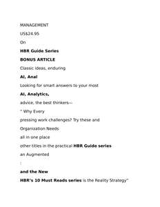 HBRS 10 MUST READS ON AI ANALYTICS - HARVARD BUSINESS REVIEW